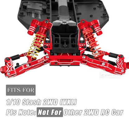 RC Upgrades Part for 1/10 Slash 2WD,Driveshafts,Shock Absorbers &Suspension Arms &Turnbuckles Links&Caster Blocks &Steering Block &Stub Axle Carriers &Shock Towers &Bulkhead,Red - color: Red(2wd)