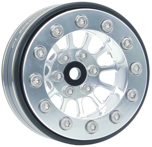 1.3 Beadlock Wheels & Brass Rim 46.5g Offset-3mm for 1/18 1/24 RC TF (Silver) - color: Silver