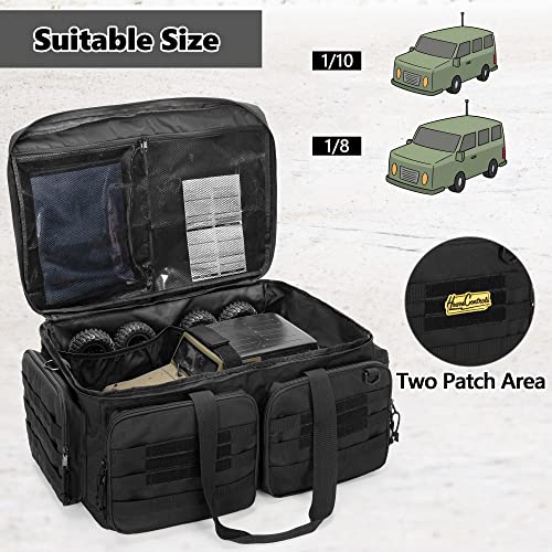 GOBUROS RC Storage Bag for 1/8 and 1/10 Car, RC Carrying Bag(Patent Design) | RC Car Carrying Case with Bottom Solid Clapboard for Support and Multi-Pockets for RC Tools