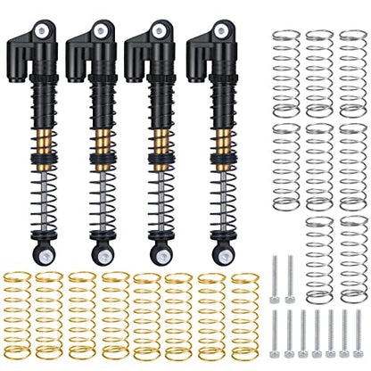 Aluminum RC Shocks Adjustable 53mm Long Shock Absorber Damper for 1/24 Axial Modified Scx24 Vehicles Upgrade Parts (Black) - color: Black