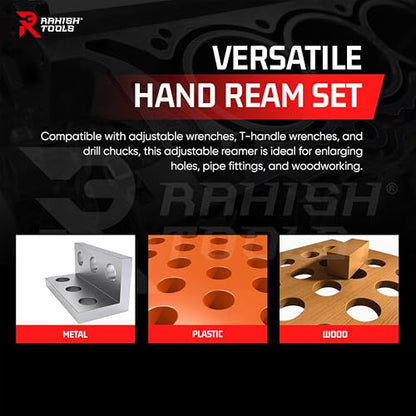 Adjustable Hand Reamer Tool HV-H3 for Metal & Wood Repairs, 1/4" to 15/32" | Expandable Carbon Steel Blade Design, 6.35-11.90mm Capacity, Precise Hole Finish, Bore Sizing Tool, Repair Workshop Use - size: HV to H3 - 7Pcs