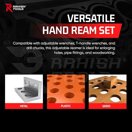 Adjustable Hand Reamer H4-H11 for Metal & Wood Repairs, 15/32" to 1-1/16" | Carbon Steel Construction, Straight Flutes, 11.90-26.98mm Capacity, Expandable Blades, Bore Sizing, Hole Finishing Tool - size: H4 to H11 - 8Pcs