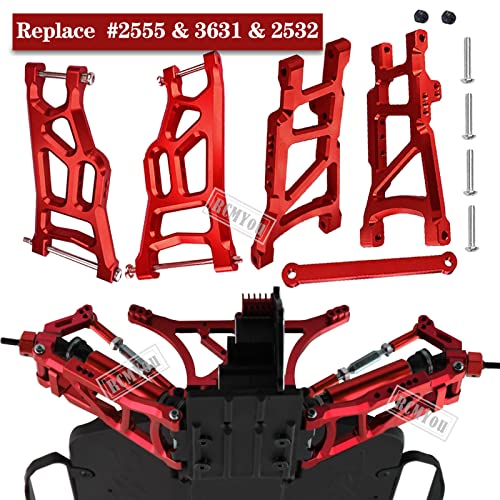 Upgrades Part for 1/10 Slash 2WD,Alloy Front Rear Suspension Arm,Caster Block,Steering Blocks,Rear Stub Axle Carriers Upgrades Hops Up Set for Slash 2WD,Red - color: Red