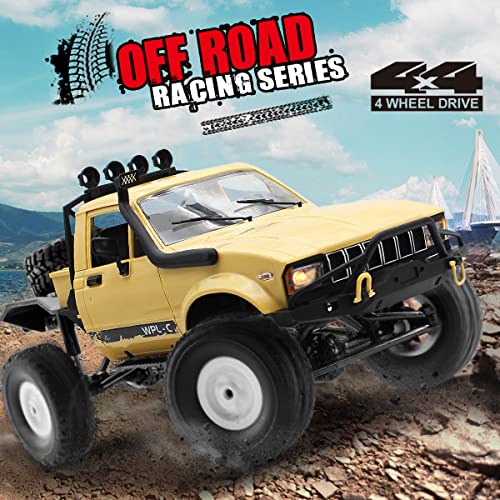 Mostop C14 RC Crawler 4x4 Offroad Rock Crawler Climbing Truck | 1/16 All Terrain Remote Control Car with LED Lights, Proportional Throttle Steering, 2 Batteries, RTR RC Car for Kids Boys 8+