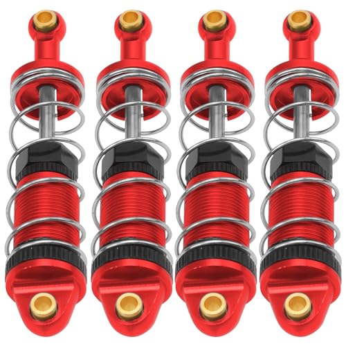 4Pack ShareGoo RC Car Shock Absorbers Metal Shocks Damper Compatible with MJX Hyper Go 16207 16208 16209 16210 H16BM H16GT H16DR 1/16 RC Car Upgrades Part (Red) - color: Red