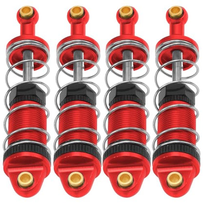 4Pack ShareGoo RC Car Shock Absorbers Metal Shocks Damper Compatible with MJX Hyper Go 16207 16208 16209 16210 H16BM H16GT H16DR 1/16 RC Car Upgrades Part (Red) - color: Red