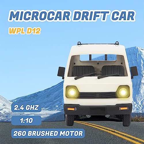 WPL D12 RC Truck 1/10 RC Drift Pickup Truck with 3 Batteries | 2.4G full scale off-road crawler, equipped with three upgraded 1200mAh batteries - color: Wpl D12