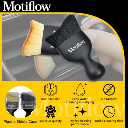 2 PCS Car Interior Detailing Brush, Car Detailing Supplies Soft Bristle Detailing Brush, Car Interior Cleaning Tool, Auto Detailing Brush Car Dashboard Cleaning Duster Brush (Black&Yellow)