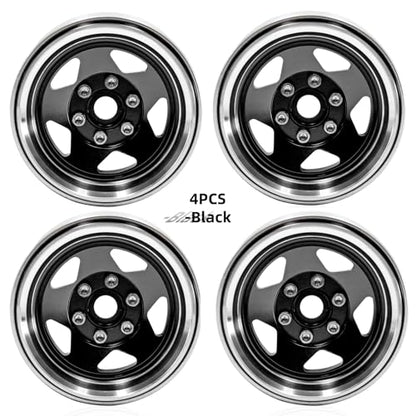 1.9 Beadlock Wheels, 4pcs Black | Aluminum RC Rims Hub with Positive Offset 12mm Hex for 1/10 RC Crawler Axial SCX10 II III 90046 AXI03007 Traxxas TRX4 TRX6 - color: Five Models-black