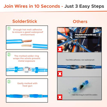 Waterproof Solder Seal Wire Connectors Kit, Electrical Insulated Wire Splice Heat Shrink Wire Connectors with 4 Gauges - 12-10, 16-14, 22-18, 26-24 AWG (100)