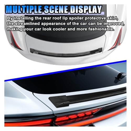 Car Rear Spoiler Roof Lip Kit, Rubber Trunk Spoiler Trim Strip Cool Car Decoration, Universal Punch-Free Vehicle Exterior Accessory Sticker (Bright Black)