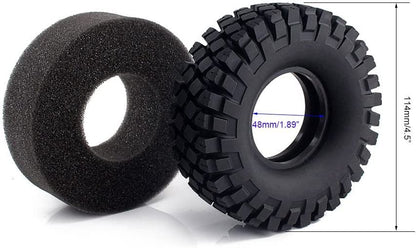 114mm RC Off Road Climbing Car Tires,WONFAST 4PCS RC Crawler Rubber Tires 1.9 inch Wheels Tyres Set for 1:10 RC Rock Crawler Car for Axial SCX10 D90 TF2 MST Tamiya TRX-4 Parts - color: 114mm