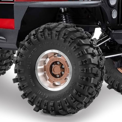 1.9" Beadlock Wheels and Tires for TRX4 SCX10 SCX10 III 90046 D90 1/10 RC Crawlers (Bronze) - color: bronze