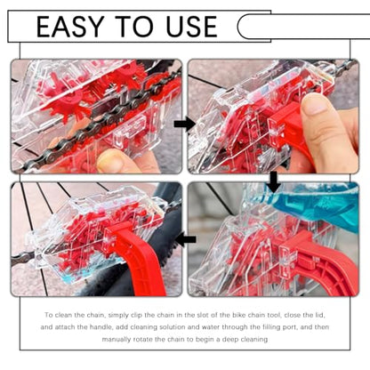 Bike Chain Cleaner Tool with Built-in Roller & Vertical Brush | 2026 Upgraded Transparent Bicycle Chain Cleaner,Portable Bike Chains Cleaning Kit for Chains Deep Cleaning