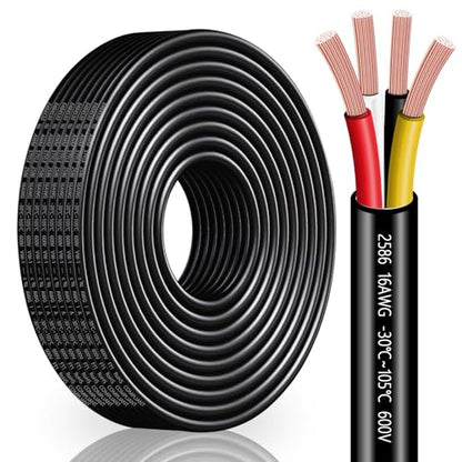 16 Gauge Wire 4 Conductor,16 AWG Electrical Wire Stranded PVC Cord Oxygen-Free Copper Cable,26FT 4 Core Pure Copper Flexible Cable Wire for LED Lamp Lighting Strips Automotive (16AWG-4C, 26FT)… - size: 26FT, style: 16AWG-4C