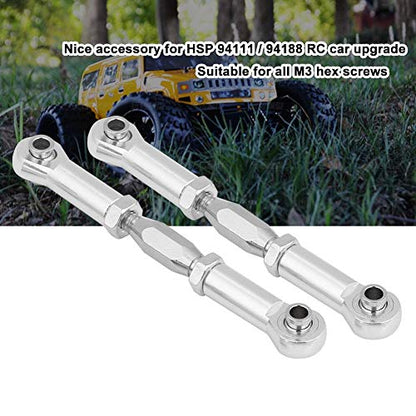 RC Steering Linkage, RC Steering Rod CNC Machined Servo Link Pull Rod for RC Car Upgrade Parts(Silver) Rc Car Steering Linkage Rc Truck Steering Linkage 1/24 Servo Linkage