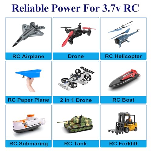 HAWK'S WORK 2 Pcs 3.7V Lipo Battery, 300 mAh Rechargeable Lithium Polymer Battery for RC Plane Helicopter Drone All Models & Toys (XH2.54 Connector) - size: 300mAh-XH