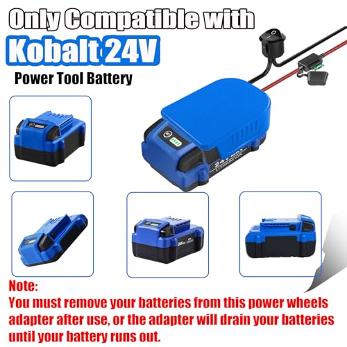 2 Pack Power Wheel Battery Adapter for Kobalt 24V Max Battery Adapter Converter Kit 14 AWG Wire with Fuse & Wire terminals，Power Connector for Rc Car, 14 Gauge Robotics, Rc Truck, DIY use - style: for Kobalt 24V Max Battery