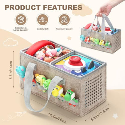 PISOSN Carrying Case for Toniebox Starter Set and Tonies Figurines, Travel Felt Cloth Musical Toy Folding Bag for Toniebox 2 & Accessories (Oatmeal) - color: Oatmeal