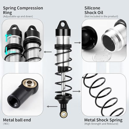 RC Car Shock Absorbers Front And Rear Shocks Set Adjustable Shocks For 1/8 Arrma Typhoon 6S Redcat FS/ZD Racing Buggy Truggy (Front & Rear) - style: Front & Rear