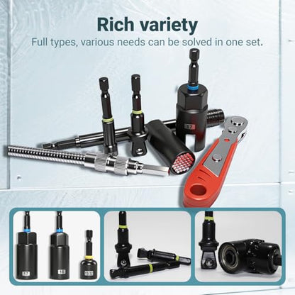 86-Piece Magnetic Impact Nut Driver Set, SAE/Metric Nut Driver Set, Right Angle Drill Driver, Socket Adapters, Bit Holder, Wing Nut Driver, Ratchet Bit Driver, Quick Release Extension, Power Bits - size: 86-Piece Magnetic Impact Nut Driver Set