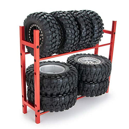 RC Car Alloy Tire Rack/ Wheel Rack for 1.9'' 2.2" Tire Wheel Rim SCX10 D90 CC01 TRX4 RC Crawler (Red) - color: Red