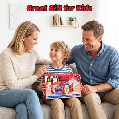 VisionX RC Stunt Car, 4WD 360° Rotating Gesture Sensing Remote Control | Outdoor Cars Toys for Ages 6-12, Double‑Sided with Lights, Music & Spray, 2 Replaceable Batteries - color: Red-spider