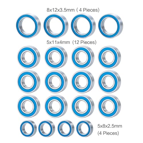 Bearing Kit for Tamiya for TT01 TT01D TT01E TT02B 20PCS Sealed Bearing Set 1/10 RC Crawler Car Chassis Upgrade Parts