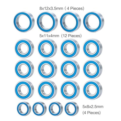 Bearing Kit for Tamiya for TT01 TT01D TT01E TT02B 20PCS Sealed Bearing Set 1/10 RC Crawler Car Chassis Upgrade Parts