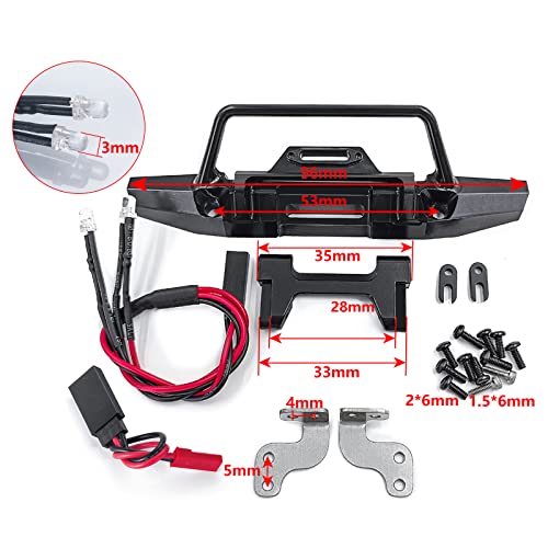 SWX Metal Front Bumper w/LED for TRX4M Defender 1/18 | Metal Front Bumper, LED Lights, TRX4M, Defender, 1/18 Crawler - size: Front