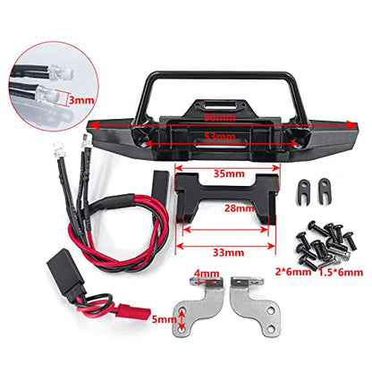 SWX Metal Front Bumper w/LED for TRX4M Defender 1/18 | Metal Front Bumper, LED Lights, TRX4M, Defender, 1/18 Crawler - size: Front