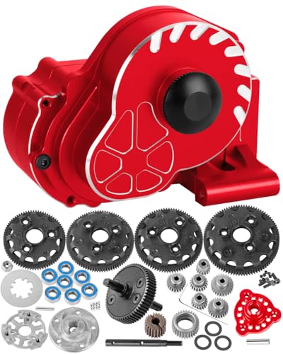 Metal Magnum 272R Assembled Transmission Upgrades Part for 1/10 Slash/Rustler/Stampede/Bandit 2WD VXL. Gearbox Transmission Bundle with Tooth Spur Gear Hops Up. #9495(Red) - color: Red(for 1/10)
