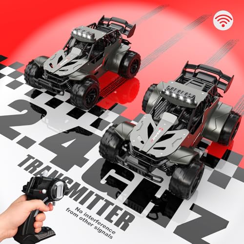 rc tech Remote Control Car 2.4GHz Metal Shell 20KM/H | Monster RC Truck with LED Headlight RC Car Two Rechargeable Batteries 50 Min Playtime Gifts for Kids 6-12