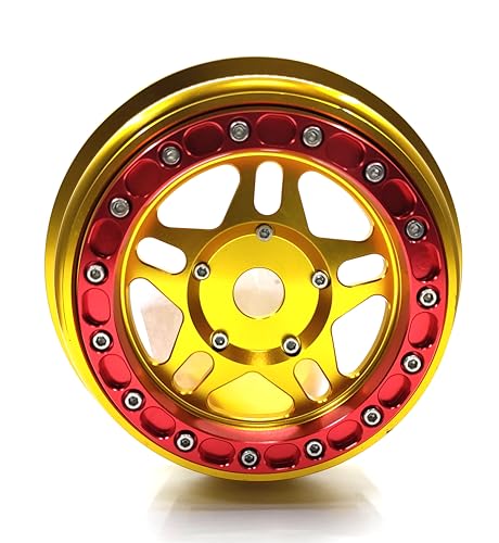 CNC aluminum bead lock wheel For LOSI Super Baja Rey 2.0 1/6 1pcs (gold+red) - color: gold+red