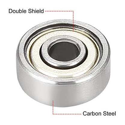 uxcell 624ZZ Ball Bearing 4mm x 13mm x 5mm Double Shielded 624-2Z 80024 Deep Groove Bearings, Carbon Steel (Pack of 20) - size: 4mmx13mmx5mm