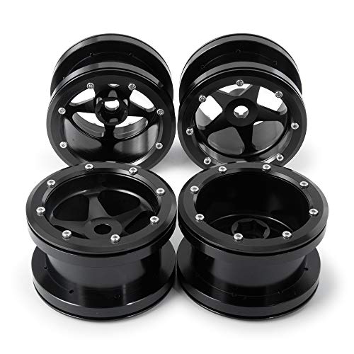 MOHERO 2.2” Alloy Beadlock Wheels Rims 40mm for 1/10 Axial Wraith 90018 90048 90053 RBX10 Gen7 Gen8 TRX6 SCX10-III RC Rock Crawler Upgrade Parts (Black) - color: Black