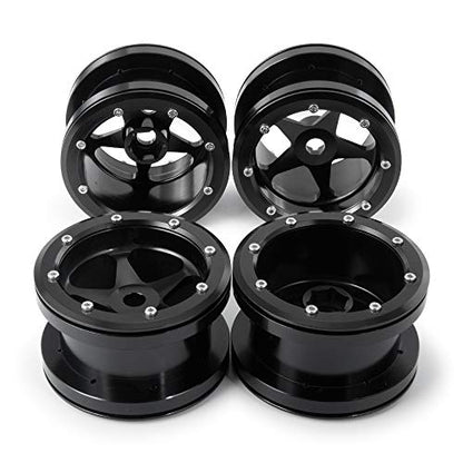 MOHERO 2.2” Alloy Beadlock Wheels Rims 40mm for 1/10 Axial Wraith 90018 90048 90053 RBX10 Gen7 Gen8 TRX6 SCX10-III RC Rock Crawler Upgrade Parts (Black) - color: Black