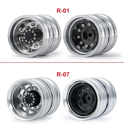 RC Car Toys Parts for Tamiya 1/14 6PCS Metal Front and Rear Wheel Hub Rim Set 6x6 Truck RC Trailer Tractor Car Upgrade Parts(R-7) - size: R-7