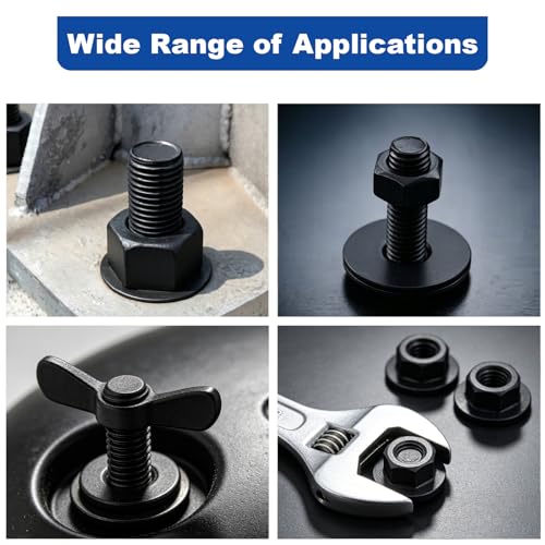 ZQZ 100Pcs 1/4" x 1" Flat Washers, 304 Stainless Steel Fender Washers, Black Finish, Standard Stainless Steel Washers for Screws - size: B-1/4" x 1"-100 Pieces