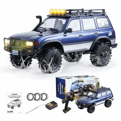 FMS 1/10 FCX10 PRO RC Crawler Land Cruiser LC80 RS Toyota Licensed,Upgraded Brushless Motor 3541-KV2100, 4WD Off-Road RC Rock Truck, 2.4GHz Hobby Grade Remote Control Car for Adults RS(no battery) - color: Blue
