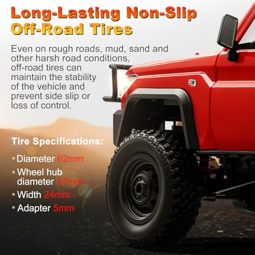 RC Truck with Crane, 1:12 Scale RC Crawler, MN-82T Remote Control Car, 2.4GHz 4WD All Terrain Off Road Pickup Truck Wrecker Vehicle with Lights for Adults (Red) - color: Red