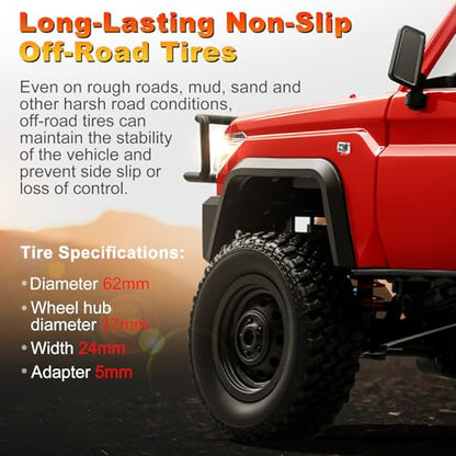 RC Truck with Crane, 1:12 Scale RC Crawler, MN-82T Remote Control Car, 2.4GHz 4WD All Terrain Off Road Pickup Truck Wrecker Vehicle with Lights for Adults (Red) - color: Red