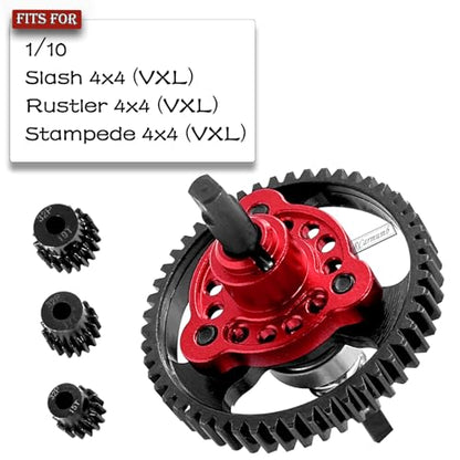 RC 50T Slipper Clutch Eliminator Differential Locker Gear Upgrades Part for Slash Rustler Stampede 4X4/4x4 VXL,50T Spur Gear with Pinions Gears Set(15T 17T 19T),#6878,Red - color: Red(50T)
