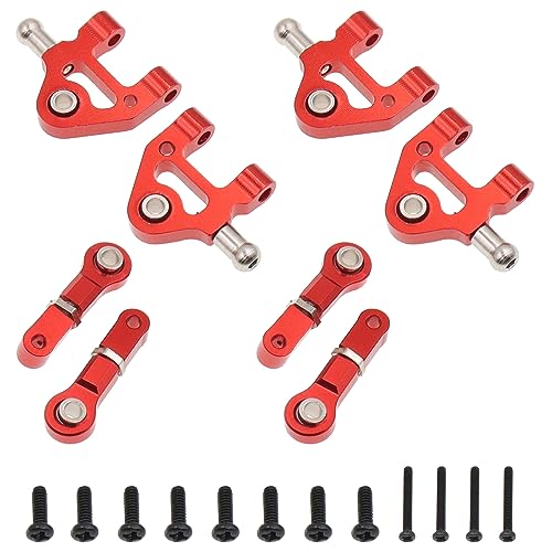 Aluminum Alloy Steering Knuckles Kit A-Arms Suspension Arm Rear Link Rod Shocks & Dogbones(CVD) Upgrade Parts Compatible with WLtoys K969 K979 K989 K999 P929 P939 284131 1/28 RC Car(Red) - color: Red