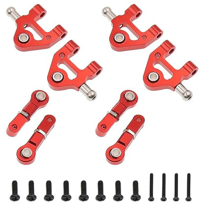 Aluminum Alloy Steering Knuckles Kit A-Arms Suspension Arm Rear Link Rod Shocks & Dogbones(CVD) Upgrade Parts Compatible with WLtoys K969 K979 K989 K999 P929 P939 284131 1/28 RC Car(Red) - color: Red