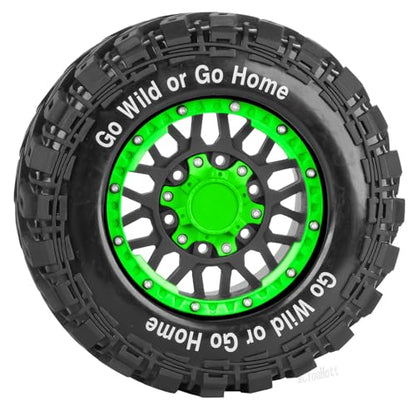 RC Truck Tires Wheel for 1/10 Big Rock Granite Vortek 3s / Stampede Rustler RC Car,4-Pack RC Wheels Tires Plastic Wheels w/12mm/14mm/17mm Replaceable Hex,Black-Green - color: Black-green- (Rc Tires Wheel)