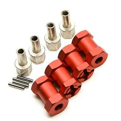 RC 12mm Wheel Hex Drive Hubs Combiner Coupler Aluminum 15mm/20mm/25mm/30mm Offset Extension Longer Combiner Drive Adapter for 1/10 Axial SCX10 Wraith RC Car Upgrade Parts (Red - 20mm) - color: Red - 20mm