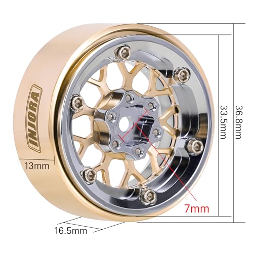 INJORA 1.3" ModuWheel -4.05mm Offset Brass&Aluminum Wheels for 1/18 1/24 RC
