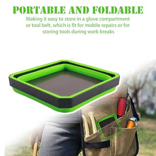 Magnetic Tray for Screws,Collapsible Magnetic Parts Tray with Double-Sided Base,Multifunctional Magnetics Tool Trays for Organizing Parts for Automotive Repair,Garage,Workshop