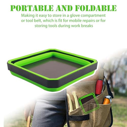 Magnetic Tray for Screws,Collapsible Magnetic Parts Tray with Double-Sided Base,Multifunctional Magnetics Tool Trays for Organizing Parts for Automotive Repair,Garage,Workshop